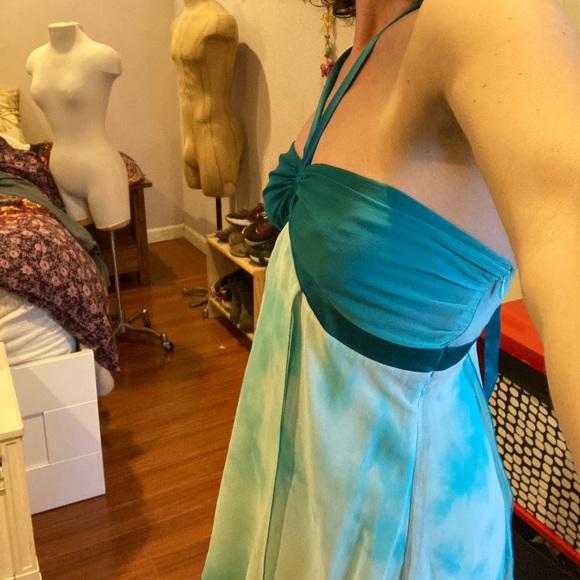 Vintage ‘90’s Y2K Bebe Halter Empire Waist Silk Midi Dress - Picture 7 of 7